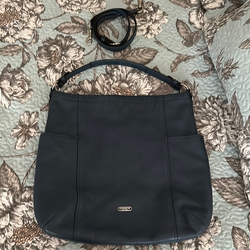Coach Denim Blue Leather Shoulder Bag